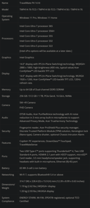 Specifiche di TravelMate P4 14 AI