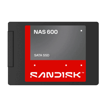 Unità a stato solido SATA da 2,5 pollici SanDisk NAS 600 con etichetta rossa e grigia