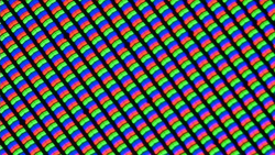 Il display LC utilizza una classica matrice di sub-pixel RGB composta da un diodo a emissione luminosa rosso, uno blu e uno verde.