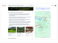Le panoramiche AI in Google Search possono ora fornire idee e recensioni per le regioni e i Paesi che gli utenti desiderano visitare. (Fonte: Google)