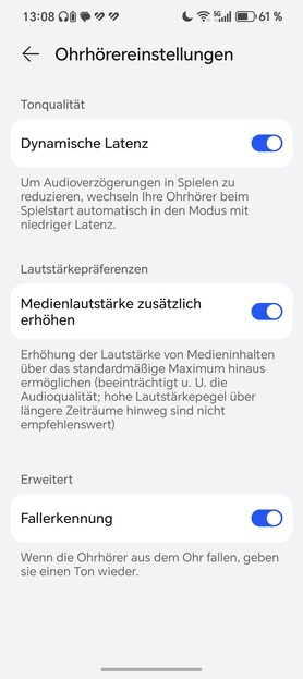 Impostazioni degli auricolari: Google Android