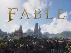 Il logo di Fable con il mondo di Albion sullo sfondo