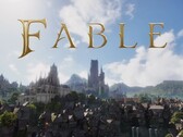 Il logo di Fable con il mondo di Albion sullo sfondo