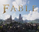 Il logo di Fable con il mondo di Albion sullo sfondo