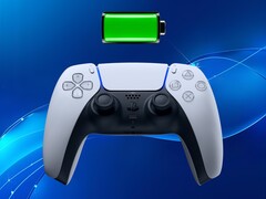 Il nuovo controller DualSense PS5 viene mostrato con l'icona della batteria (Fonte: Sony PlayStation con modifiche)