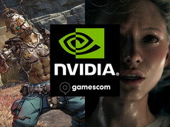Il banner di Nvidia Gamescom 2025 mostra i nuovi giochi DLSS 4 (Fonte: Nvidia, Gamescom con modifiche)