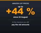Grafico che indica che Amazon ha aumentato i prezzi di listino fino al 44 per cento, mentre i prezzi al momento del pagamento sono rimasti invariati