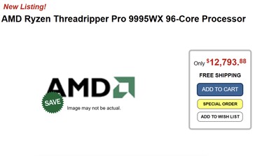 Annuncio di Provantage per Ryzen Threadripper PRO 9995WX. (Fonte: Provantage via VideoCardz)