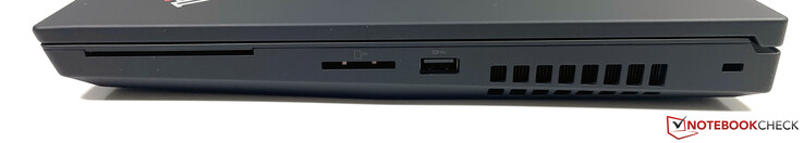 Lato destro: Lettore SmartCard, lettore SD, USB-A (3.2 Gen.1), Kensington