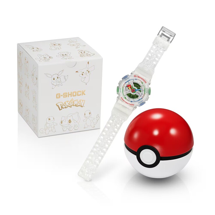 L'orologio in edizione limitata viene fornito con una confezione da collezione personalizzata e una teca a forma di Poké Ball.