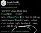 Un post cancellato su Twitter del team di social media di Google negli Stati Uniti (Fonte: Ian Zelbo)