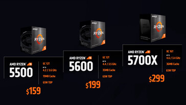 Le nuove CPU Ryzen serie 5000 da 65 W. (Fonte: AMD)