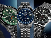 Gli orologi Timex Deepwater Meridian 200 Automatic GMT nei colori nero (TW2Y63900), blu (TW2Y64000) e verde (TW2Y64100).