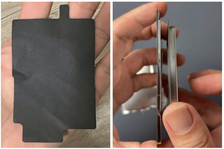 La batteria dell'iPhone 17 Air accanto a quella dell'iPhone 17 Pro. (Fonte: Majin Bu)