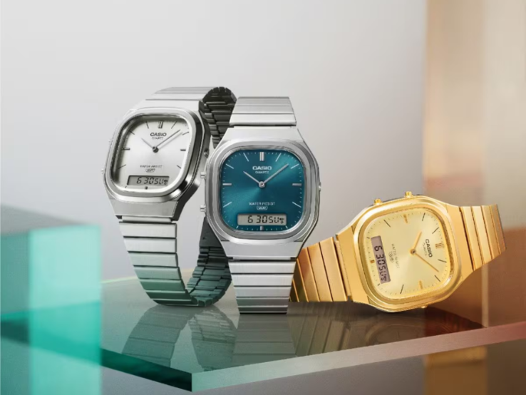 Gli orologi Casio AQ-240E-7A (sinistra), AQ-240E-3A (centro) e AQ-240EG-9A (destra). (Fonte: Casio)