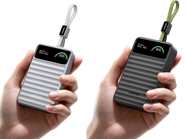 A sinistra: la variante da 10.000 mAh in argento. A destra: il modello da 20.000 mAh in nero.