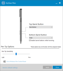 I pulsanti sono configurati tramite l'utility Dell Active Pen...