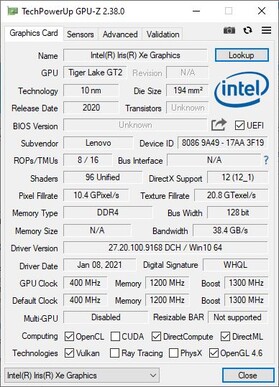 Lenovo ThinkBook 15 Gen2 - GPUz