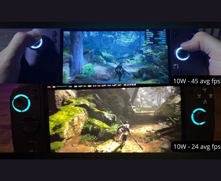 MSI Claw 8 AI+ e Lenovo Legion Go 2 eseguono Black Myth: Wukong a 10 W, registrando rispettivamente 45 FPS e 24 FPS.