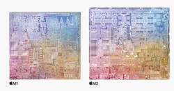 L'M2 ha il 25% di transistor in più rispetto all'M1. (Fonte: Apple)