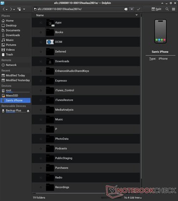 Gli iPhone collegati vengono visualizzati nel File Manager di Dolphin, senza bisogno di altro. (Fonte immagine: proprio)