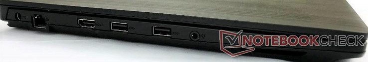 Sinistra: DC in, Gigabit LAN, HDMI 2.0, 2x USB 3.0 Type-A, combo audio, cassa