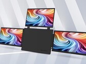 L’immagine mostra il monitor portatile Acer PD163Q-P3, caratterizzato da un corpo centrale circondato su entrambi i lati da tre schermi da 15,6 pollici con risoluzione 1080p 