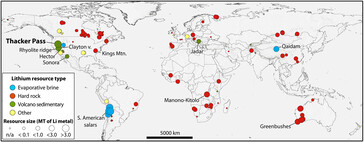 La mappa globale dei depositi di litio mostra l'importanza della scoperta di Thacker Pass