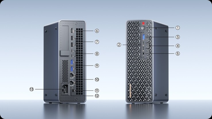 Il mini PC è dotato di un buon numero di porte, tra cui un totale di quattro porte USB 4.