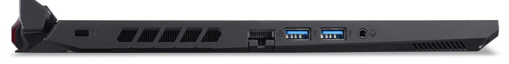Lato sinistro: Slot per cable lock, Gigabit Ethernet, 2x USB 3.2 Gen 1 (Type-A), audio combinato