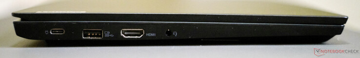 A sinistra: USB-C 3.2 Gen 1 (incl. DisplayPort 1.2 + ricarica), USB-A 3.2 Gen 1, HDMI 1.4b, jack