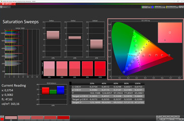 CalMAN saturazione (spazio colore target: P3), profilo colore: Standard