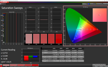 CalMAN: Saturazione Colore – Profilo colore standard, spazio colore target sRGB