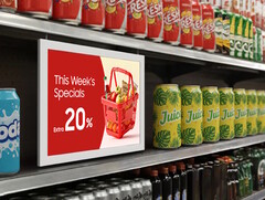 Il display e-paper Samsung EM13DX, alimentato a batteria, può sostituire la segnaletica stampata nelle applicazioni di vendita al dettaglio. (Fonte: Samsung)