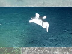 Un'immagine del robot sul fondo dell'oceano (Fonte: team di ricerca; modifica)