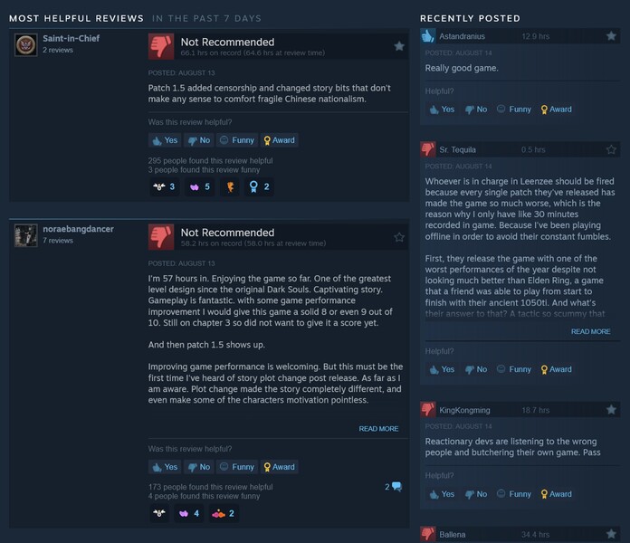 Wuchang: Fallen Feathers recenti recensioni su Steam (Fonte immagine: screenshot, Steam)