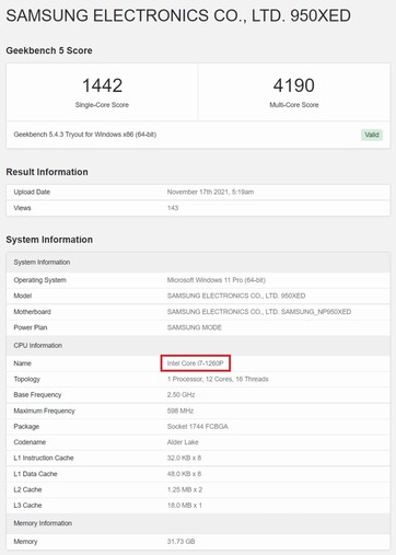 Vecchio banco Samsung. (Fonte: Geekbench)