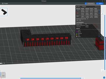 Anteprima di affettatura Mini Square in Elegoo Slicer su Windows che mostra il tempo di stampa stimato e le variazioni di colore.