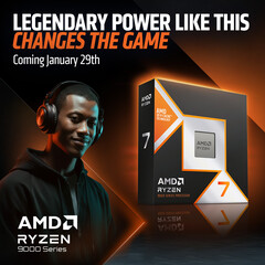 Un poster promozionale di AMD Ryzen 7 9850X3D (fonte: AMD)