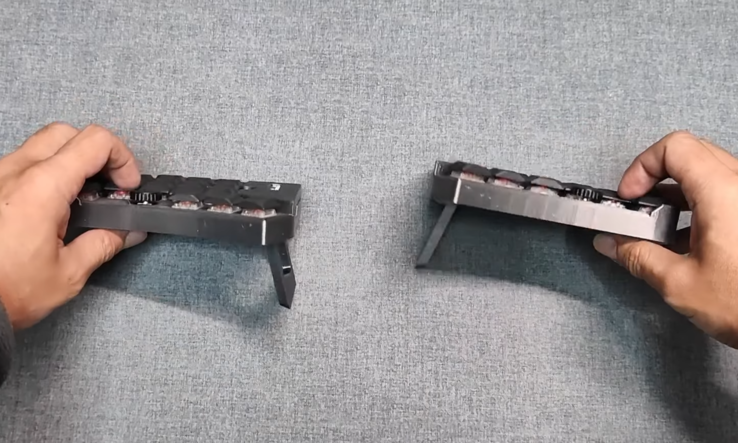 Tentativo di tastiera meccanica wireless ergonomica PSKeeb 5. (Fonte: Tinker & Hack)