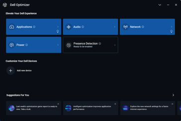 Schermata iniziale di Dell Optimizer. Il rilevamento della presenza non è supportato dalla serie Latitude 3000