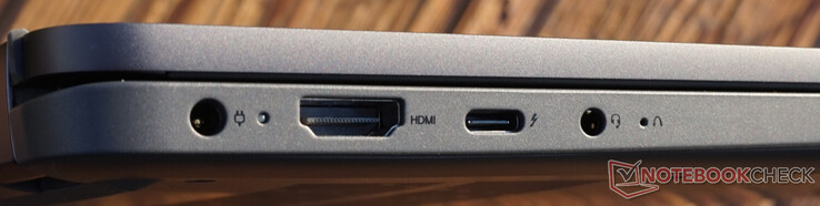 Connessioni a sinistra: alimentazione, HDMI 1.4b, Thunderbolt 4, cuffie