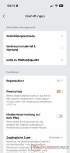 Menu con le impostazioni
