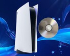 La console PS5 è raffigurata con un disco di gioco fisico