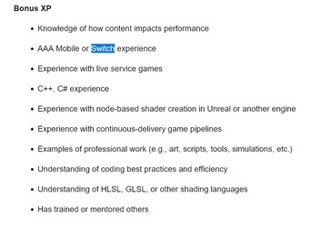 Annuncio di lavoro di Call of Duty di Sledgehammer Games con riferimento a Switch (fonte: screenshot, Activision Careers)