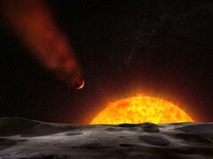 Illustrazione artistica che raffigura un esopianeta diretto verso la propria stella.