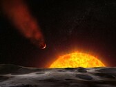 Illustrazione artistica che raffigura un esopianeta diretto verso la propria stella.