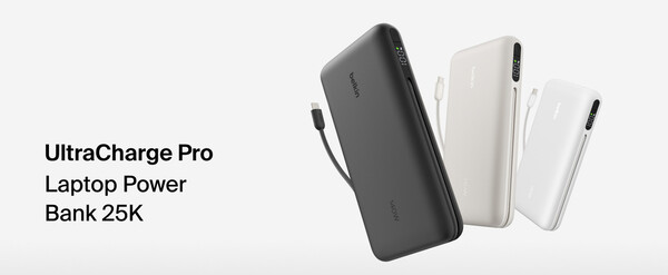Belkin UltraCharge Pro Laptop Power Bank 25K è disponibile solo in nero, nonostante l'immagine sopra mostri tre opzioni di colore.