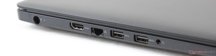 A sinistra: adattatore AC, HDMI 2.0, RJ-45, 2x USB 3.0, 3,5 mm audio combo