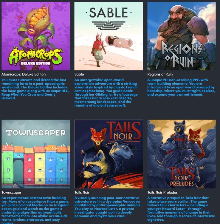 I sei giochi aggiuntivi nel livello da 7 dollari (Fonte: Humble Bundle)
